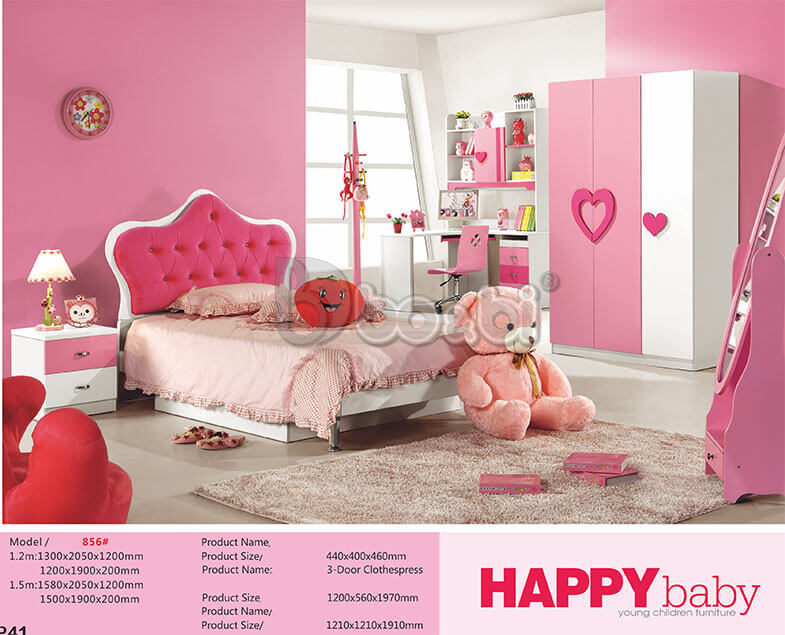 Bộ phòng ngủ cho bé gái màu hồng xinh xắn BB BABY856-2